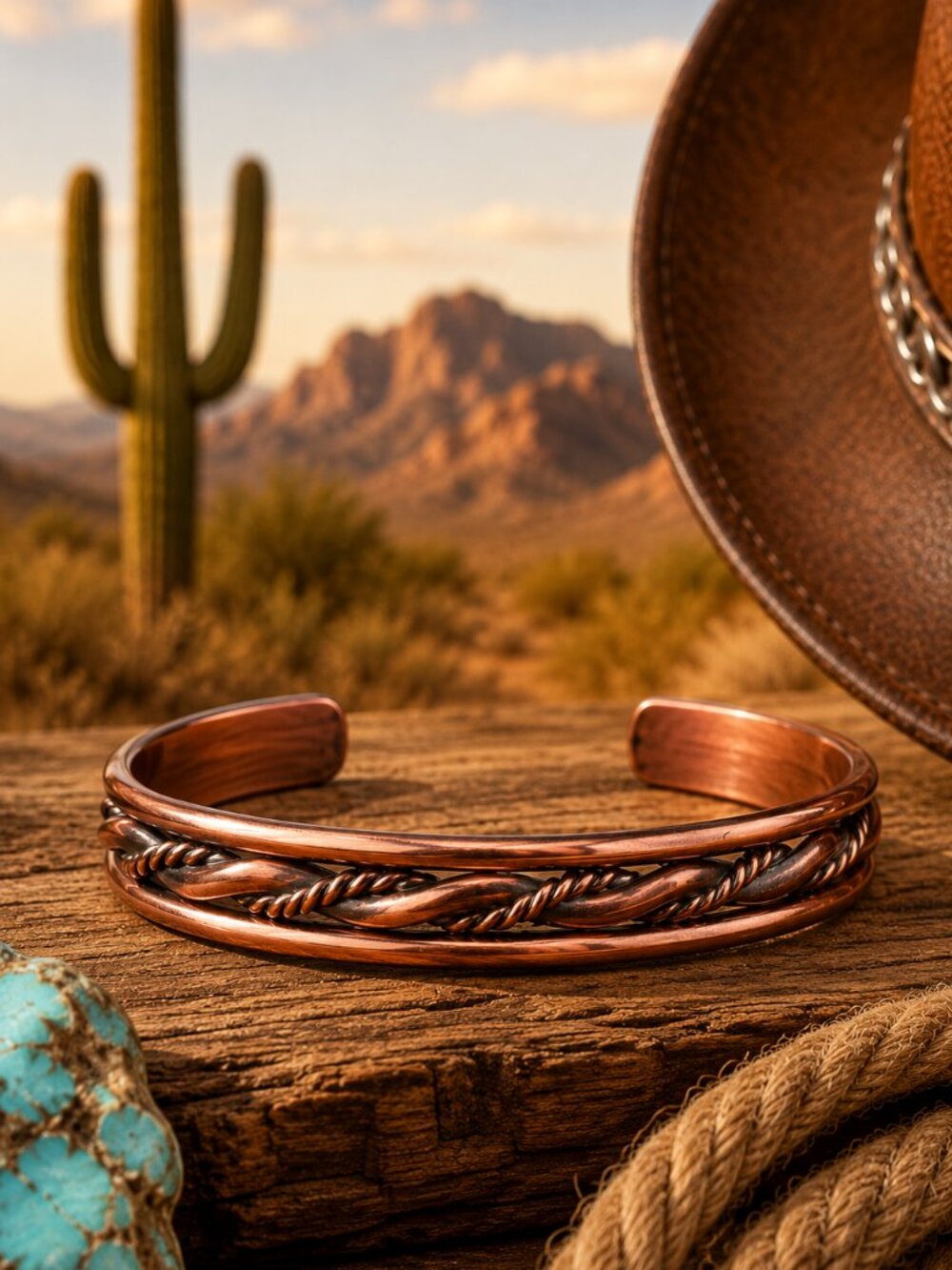 Southwestern Twisted Copper Cuff Bracelet | Navajo made 6.5"